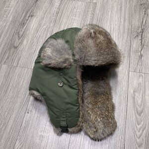 Mad Bomber Natural Rabbit Fur Green Hunter Trapper Winter Hat Size L